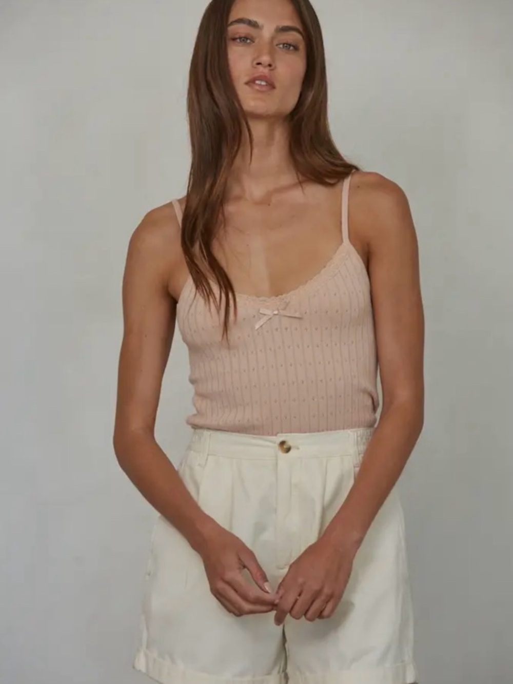 By Together Blush Ribbed Spaghetti Strap Cami
